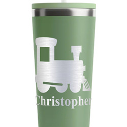 Trains RTIC Everyday Tumbler with Straw - 28oz - Light Green - Single-Sided (Personalized)