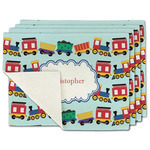 Trains Single-Sided Linen Placemat - Set of 4 w/ Name or Text