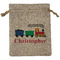Trains Medium Burlap Gift Bag - Front (Personalized)