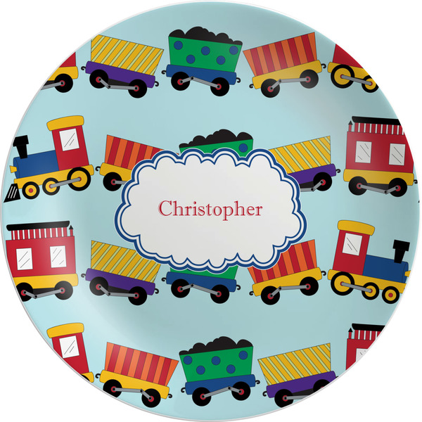 Custom Trains Melamine Plate (Personalized)