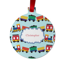 Trains Metal Ball Ornament - Double Sided w/ Name or Text