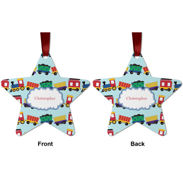Trains Metal Star Ornament - Front and Back