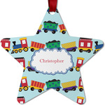 Trains Metal Star Ornament - Double Sided w/ Name or Text