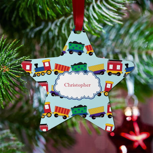 Trains Metal Star Ornament - Lifestyle