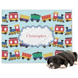 Trains Dog Blanket - Large (Personalized)