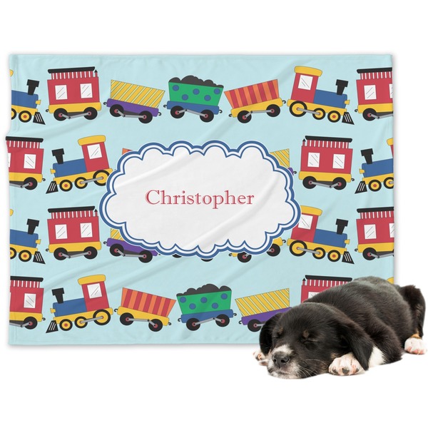 Custom Trains Dog Blanket - Large (Personalized)