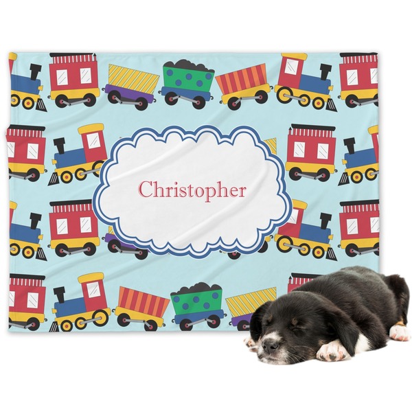 Custom Trains Dog Blanket (Personalized)