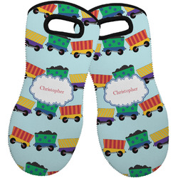 Trains Neoprene Oven Mitts - Set of 2 w/ Name or Text