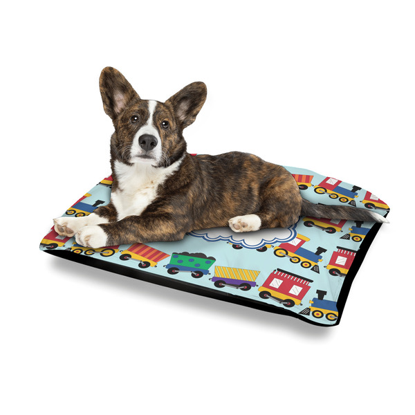 Trains Outdoor Dog Beds - Medium - IN CONTEXT