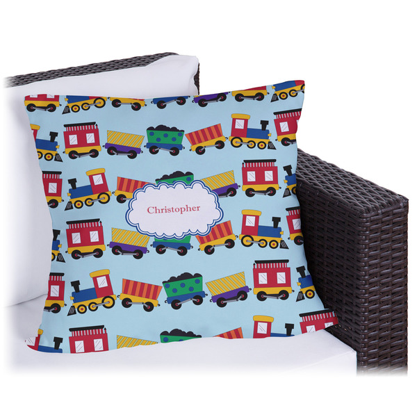 Custom Trains Outdoor Pillow - 20" (Personalized)