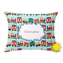 Trains Outdoor Throw Pillow (Rectangular) (Personalized)