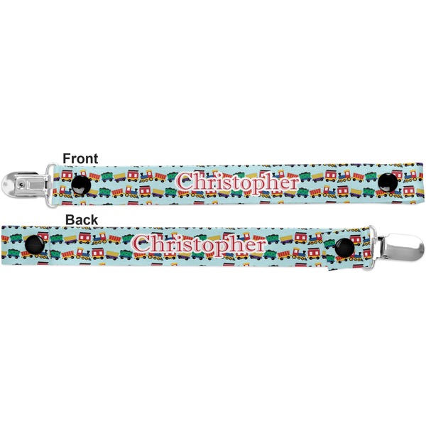 Trains Pacifier Clip - Front and Back