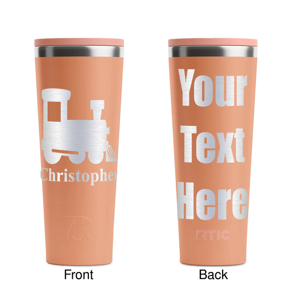 Trains Peach RTIC Everyday Tumbler - 28 oz. - Front and Back