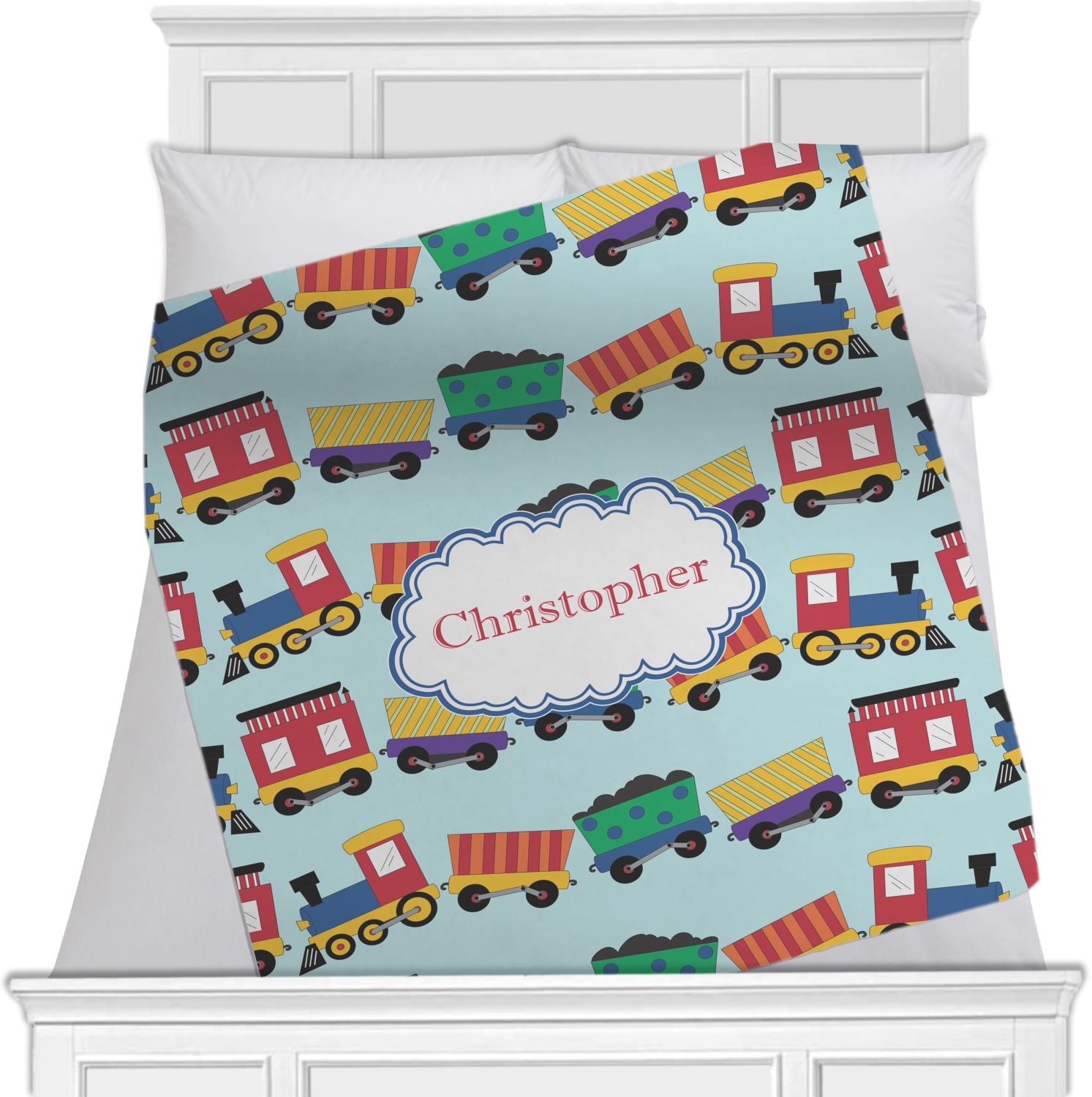 Trains Minky Blanket Toddler / Throw 60"x50" Single Sided