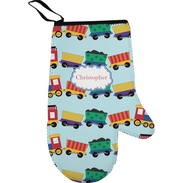 Custom Trains Right Oven Mitt (Personalized)