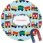 Trains Round Fridge Magnet (Personalized)