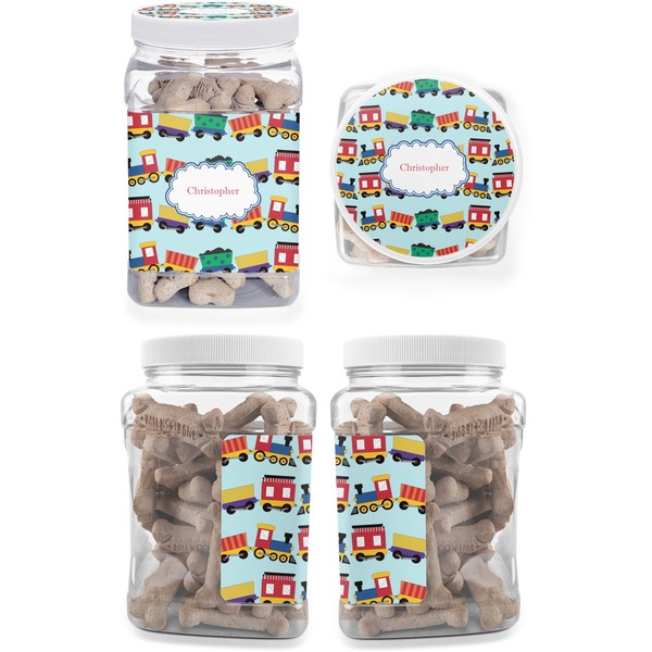 Trains Pet Treat Jar - Multiple Angles