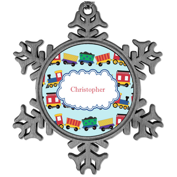 Custom Trains Vintage Snowflake Ornament (Personalized)