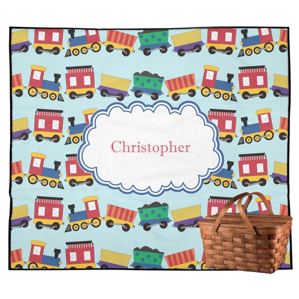 Custom Trains Outdoor Picnic Blanket (Personalized)