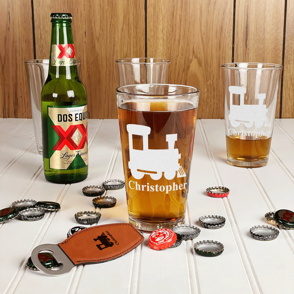 Trains Pint Glasses - In Context