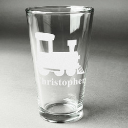 Trains Pint Glass - Engraved (Single) (Personalized)