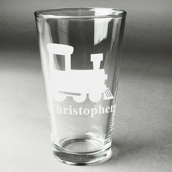 Custom Trains Pint Glass - Engraved (Single) (Personalized)