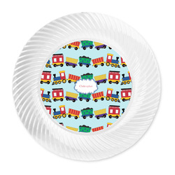 Trains Plastic Party Dinner Plates - 10" (Personalized)
