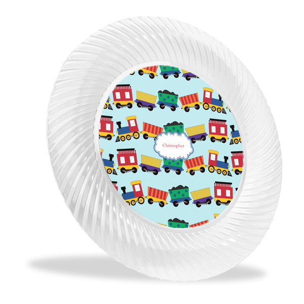 Custom Trains Plastic Party Dinner Plates - 10" (Personalized)