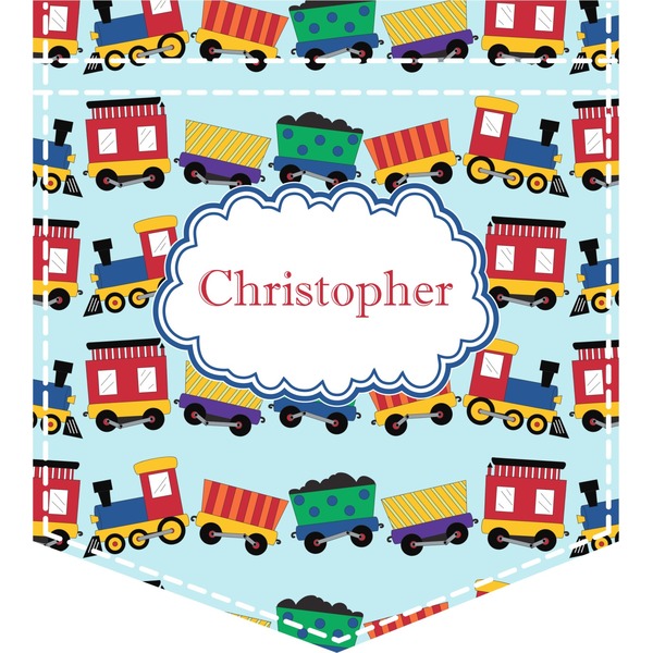 Custom Trains Iron On Faux Pocket (Personalized)