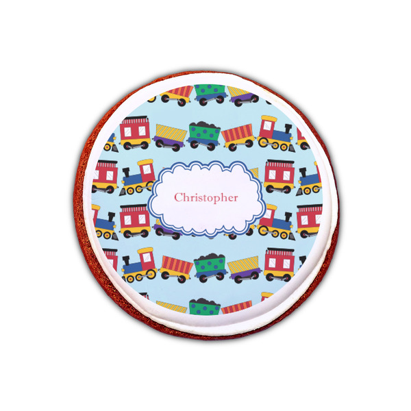 Trains Printed Icing Circle - XSmall - On Cookie