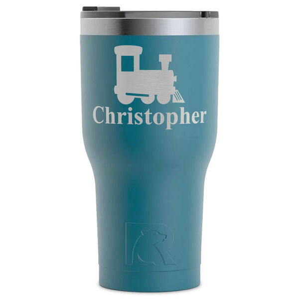 Custom Trains RTIC Tumbler - Dark Teal - Laser Engraved - Single-Sided (Personalized)