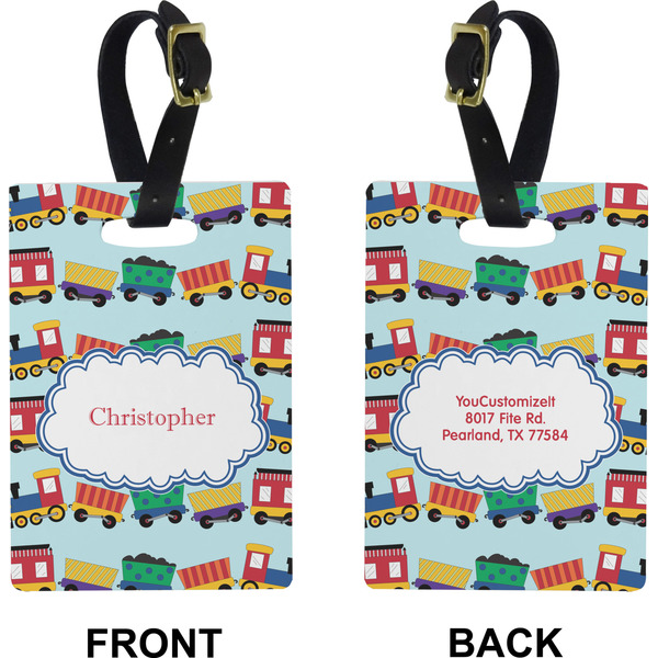 Trains Rectangle Luggage Tag (Front + Back)