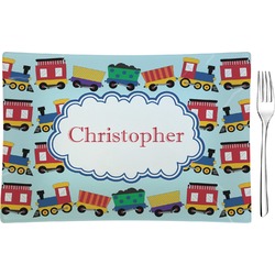 Trains Rectangular Glass Appetizer / Dessert Plate - Single or Set (Personalized)