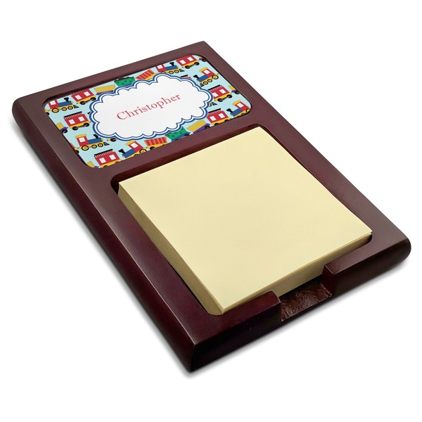 Custom Trains Red Mahogany Sticky Note Holder (Personalized)