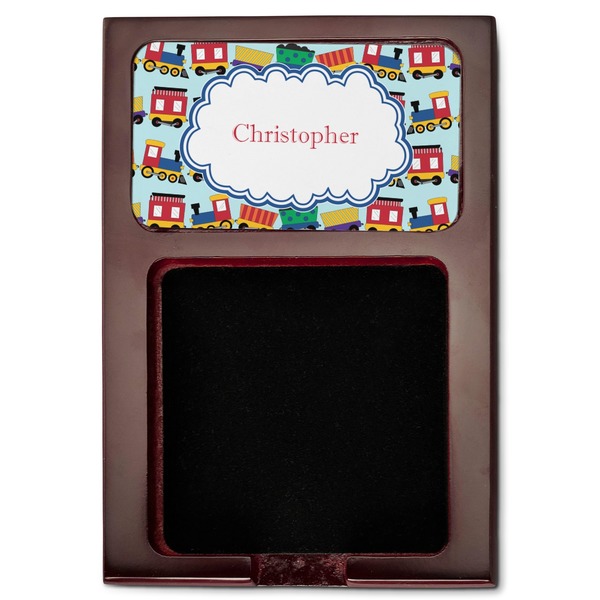 Trains Red Mahogany Sticky Note Holder - Flat