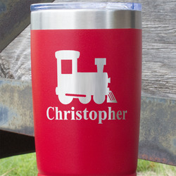 Trains 20 oz Stainless Steel Tumbler - Red - Single Sided (Personalized)