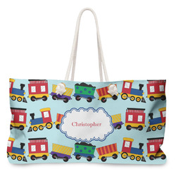 Trains Large Tote Bag with Rope Handles (Personalized)