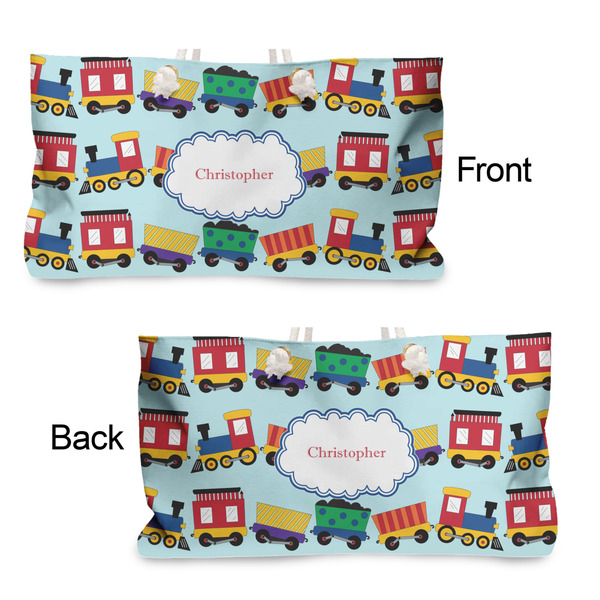 Trains Large Rope Tote - From & Back View