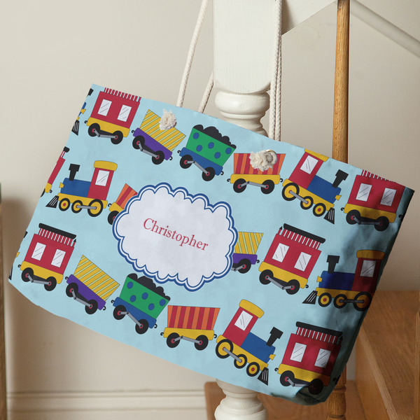 Trains Large Rope Tote - Life Style