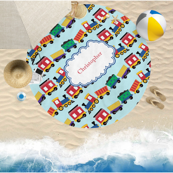 Trains Round Beach Towel Lifestyle