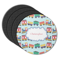 Trains Round Rubber Backed Coasters - Set of 4 (Personalized)
