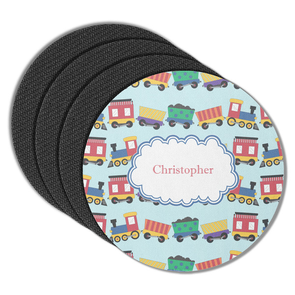 Custom Trains Round Rubber Backed Coasters - Set of 4 (Personalized)