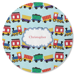 Trains Round Rubber Backed Coaster (Personalized)
