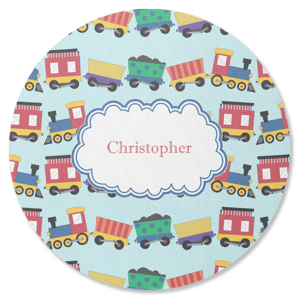 Custom Trains Round Rubber Backed Coaster (Personalized)