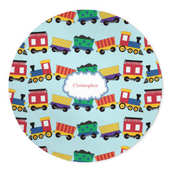 Trains 5' Round Indoor Area Rug (Personalized)