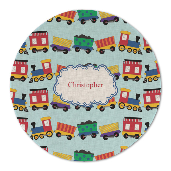 Custom Trains Round Linen Placemat (Personalized)