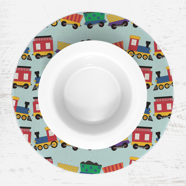 Trains Round Linen Placemats - LIFESTYLE (single)