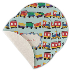 Trains Round Linen Placemat - Single Sided - Set of 4 (Personalized)