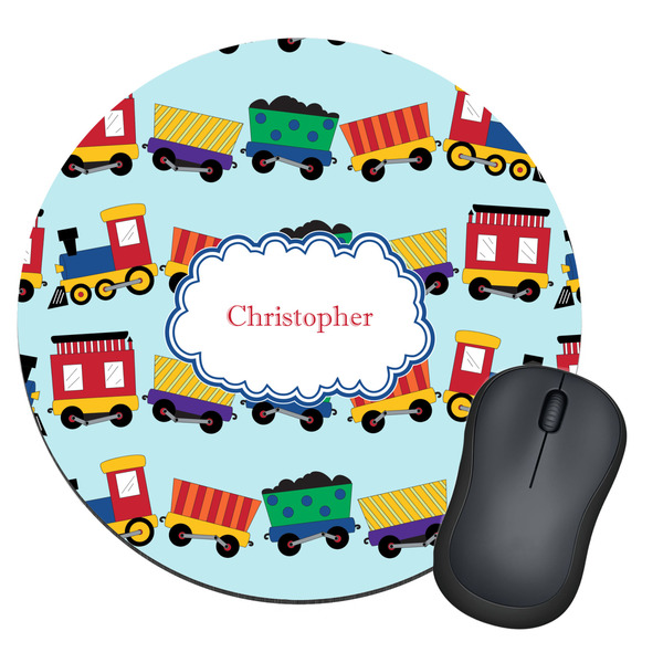 Custom Trains Round Mouse Pad (Personalized)