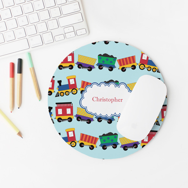 Trains Round Mousepad - LIFESTYLE 2